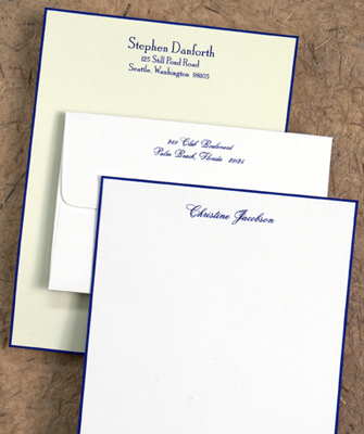 Navy Hand Border Letter Sheets - Raised Ink